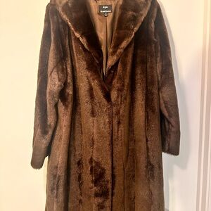 Dennis Basso Rich Brown Faux Fur Teddy Coat